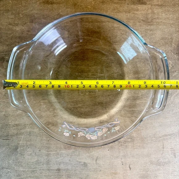 Anchor Hocking  1.5 Qt Covered Glass Casserole “Pink Roses in Basket” 1989 - Picture 15 of 15